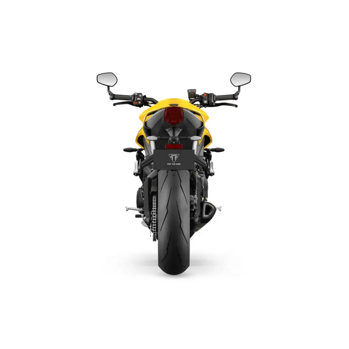 Gul Triumph Street Triple RS 2026 med sorte accenter og sporty design