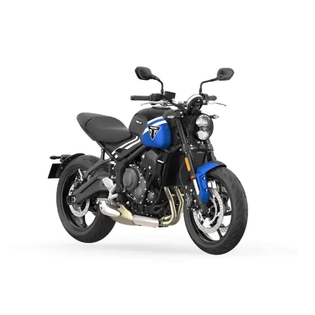 2019 Triumph Speed Twin motorsykkel i sort og blå