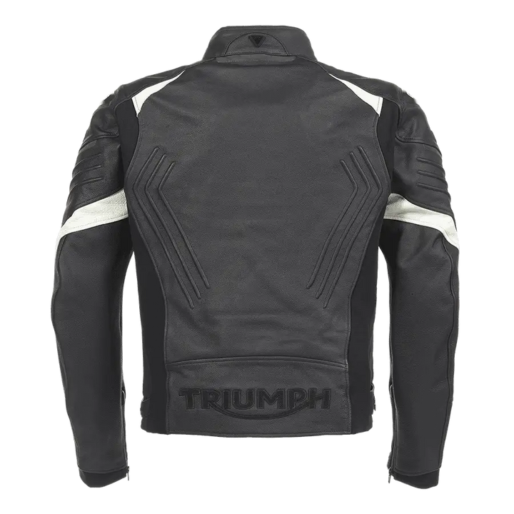Sort svart lærermotorsykkeljakke med hvite detaljer for TRIPLE LEATHERJACKET produkt