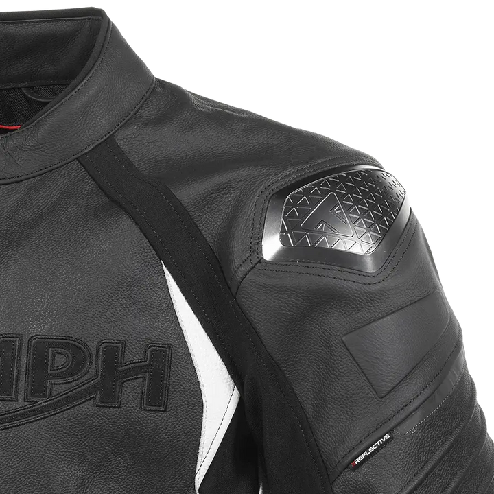 Black skinnjakke for motorsykkel med metallskulderbeskyttere i TRIPLE LEATHERJACKET