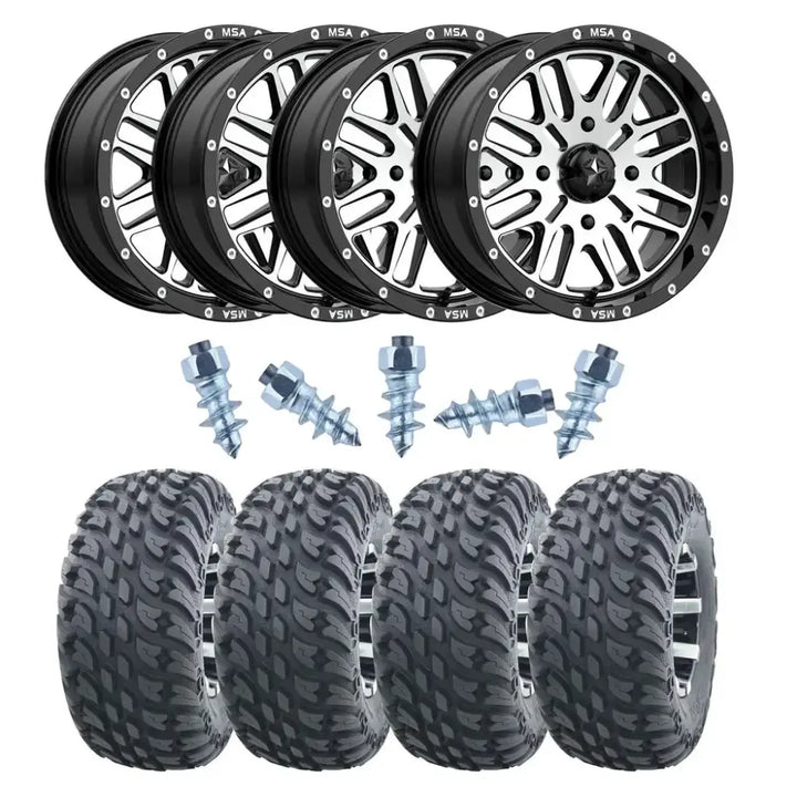 Svart og sølv MSA off-road hjul med aggressive dekk for Can-Am 4x4